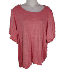 Chico’s Women Tee Size 3 US XL 100% Linen Flutter Sleeve Knit Classic Scoop Neck